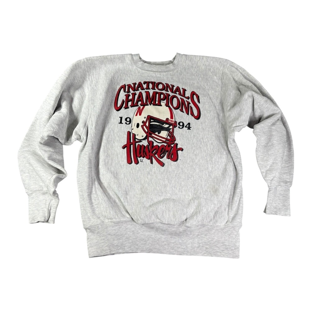 Vintage 1994 Nebraska Huskers National Champions Sweatshirt Playerz Gray XL